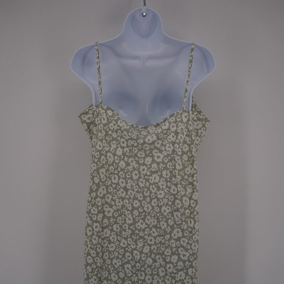 a new day NWT Women's Green Floral Sleeveless Square Neck Midi Dress Sz L - Picture 3 of 7